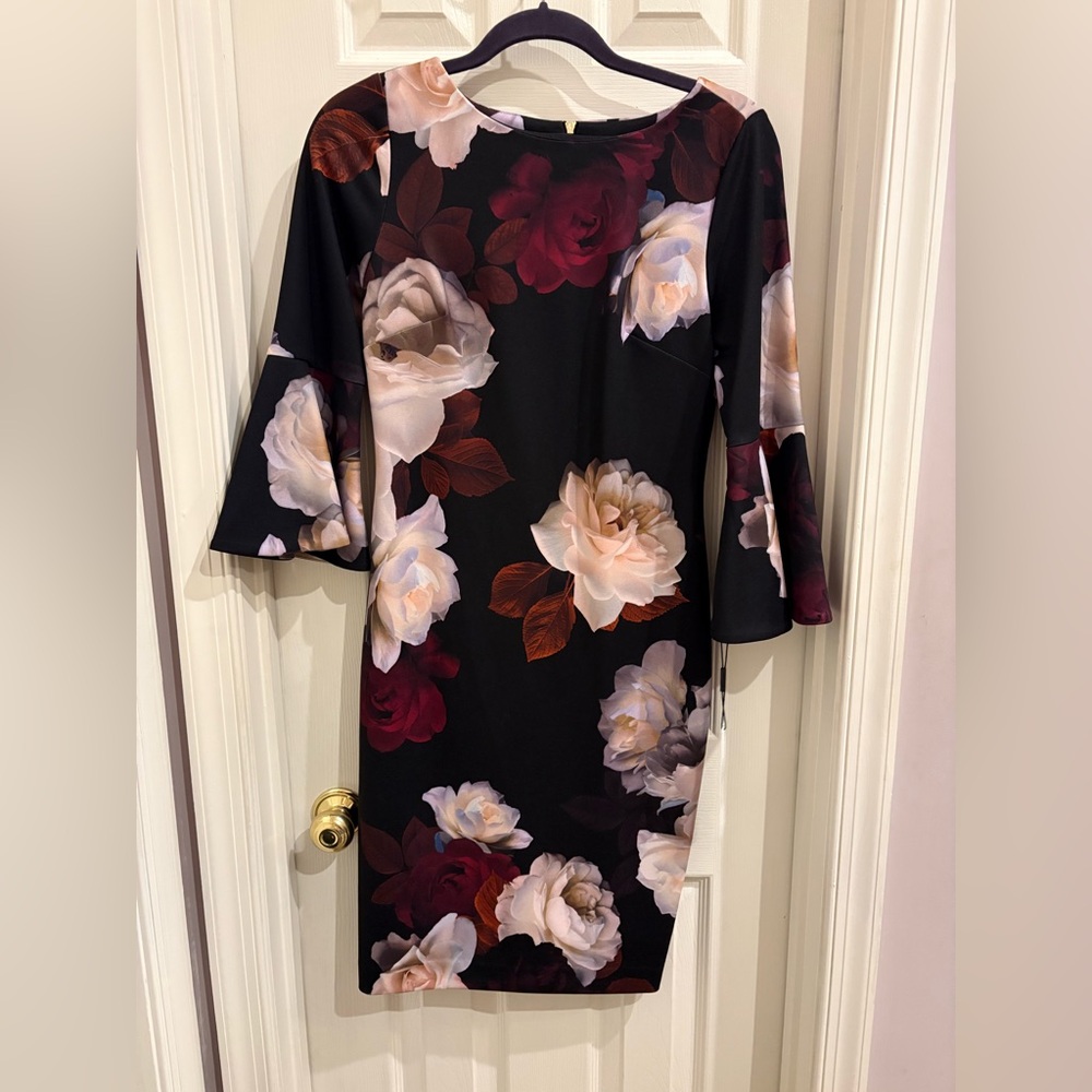 Calvin Klein Floral-Print Bell-Sleeve Sheath dress